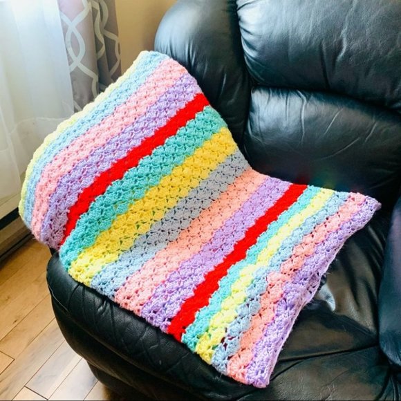 Vintage Other - Vintage multicolore handmade crochet  blanket